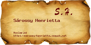 Sárossy Henrietta névjegykártya