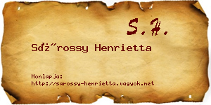 Sárossy Henrietta névjegykártya